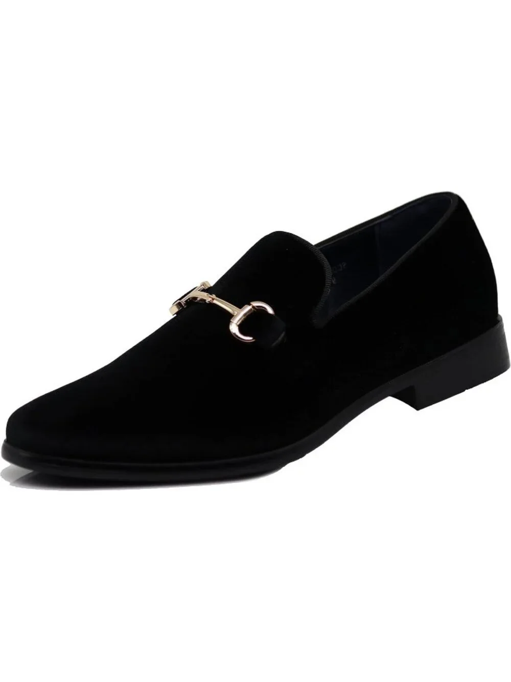 Men's Plain Black Vintage Velvet Loafer Metal Buckle Slip On Classic Shoes